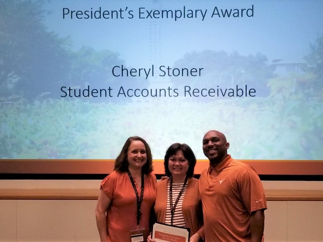(Pictured left to right) Lori Peterson, Interim Vice President for Accounting and Financial Management; Cheryl Stoner, Federal Loan Processor; Hodges Mitchell II, Director of Student Accounts Receivable. 